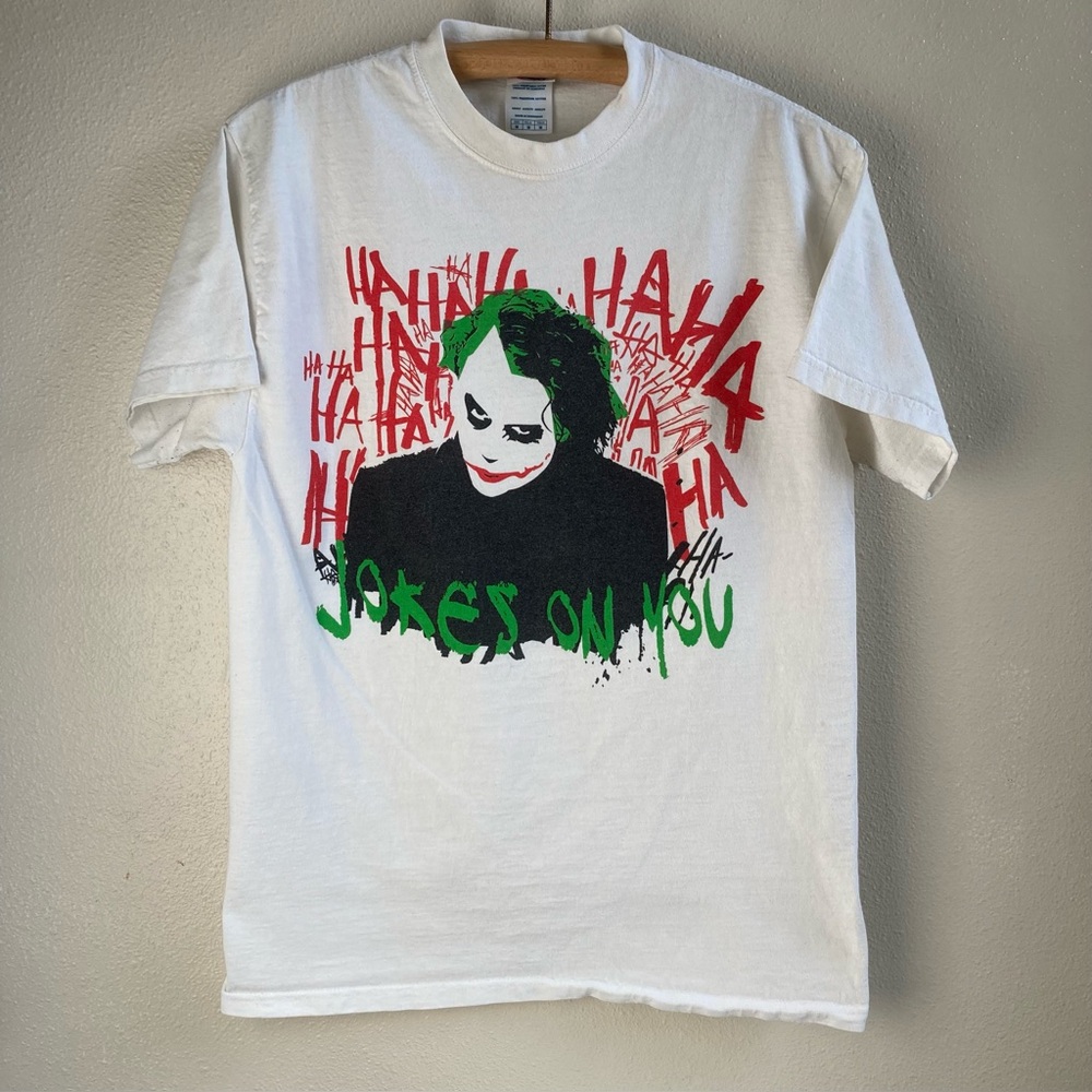 Batman Joker Short Sleeve Shirt Mens Medium White Delta Pro Weight Graphic Print